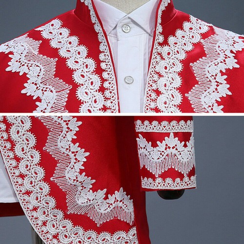Mens Embroidered Tunic Hussar Long Jacket Pants Victorian Uniform Mess Dress Red - Picture 6 of 6