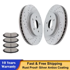 AWD Front Drilled Slotted Rotors + Ceramic Pads for Honda CR-V Accord Crosstour