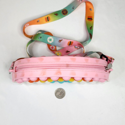 Silicone Pop-it Shoulder Bag Rainbow Fidget Sensory Toy 5.5"x8" - Picture 4 of 11
