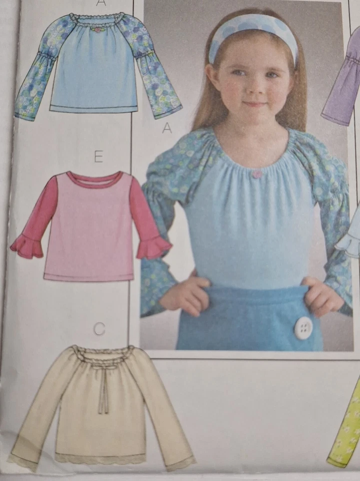 Shirt Top Girls 2 3 4 5 Butterick B4275 Sewing Pattern Cut 4275 Easy Fast Knit - Image 3 of 4