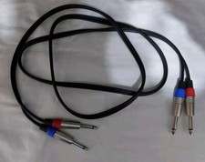 6ft Twin Audio Cable with 4 Male Red and Black  6.35 Jacks