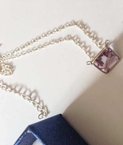 Amethyst Sterling Silver Necklace Delicate Elegant Summer Lilac - Picture 4 of 7