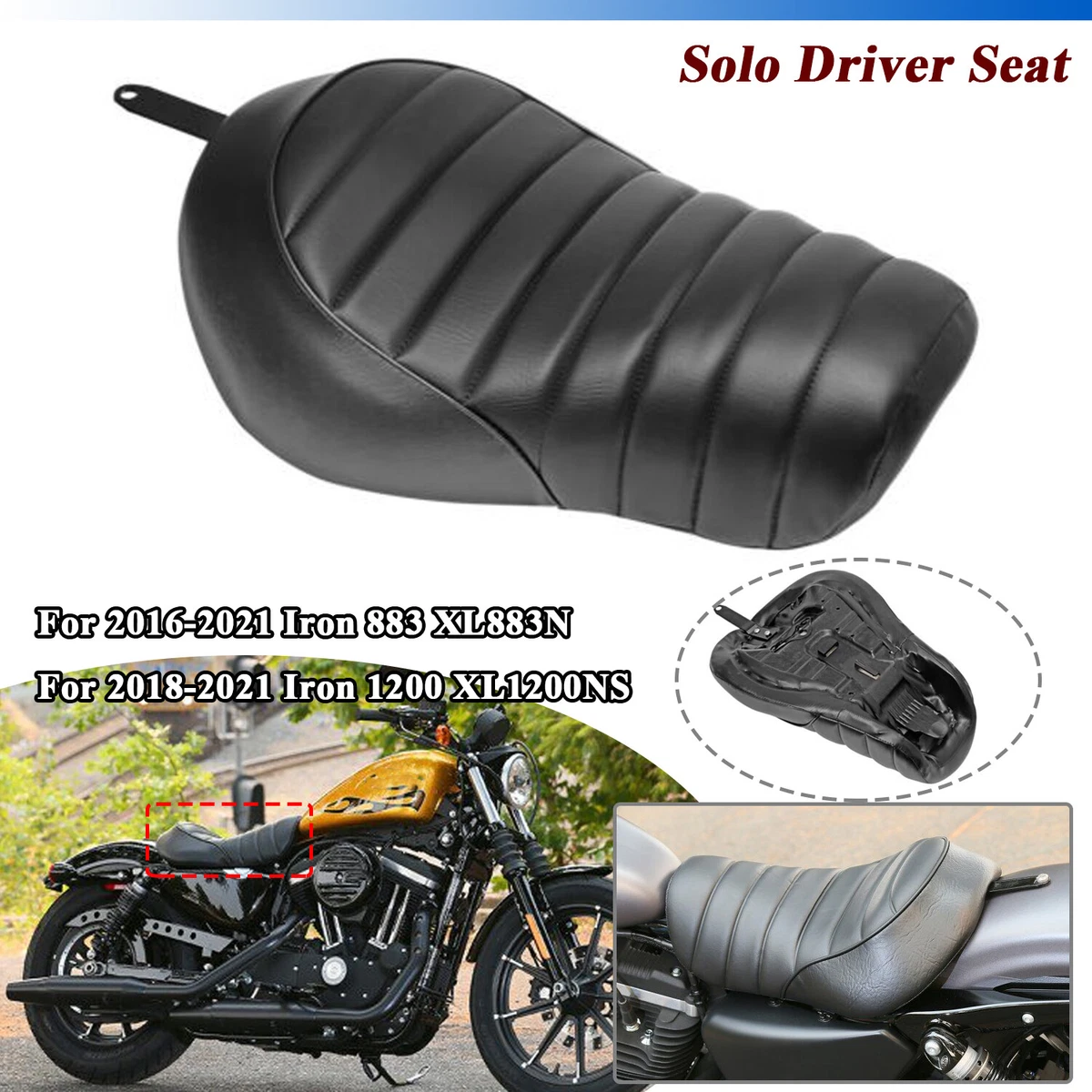 Driver Rider Solo Seat Cushion For Harley Sportster Iron 883 XL883N 2016 2021