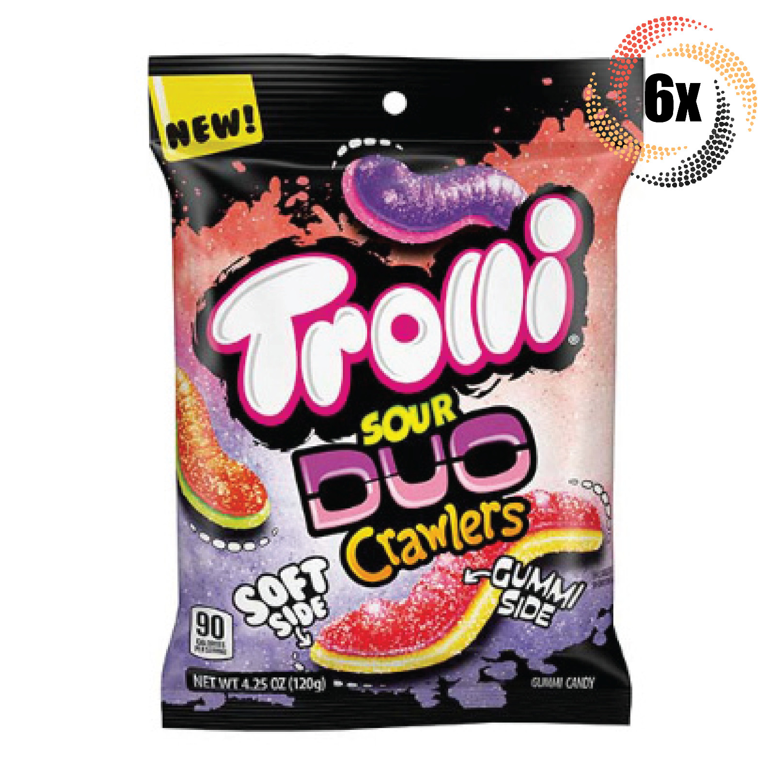 6 упаковок жевательных конфет Trolli Sour Duo Crawlers со вкусом мармелада 425 унции Быстрая доставка 4990₽