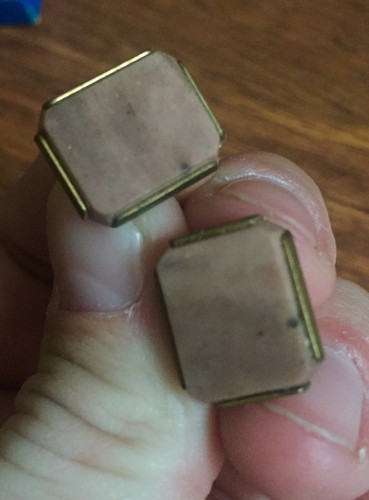 Old Vintage Soviet cufflinks of the USSR, With stone inserts , Retro USSR Russia - Picture 5 of 6