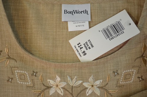 Bon Worth Women's PM Beige Floral 3-piece set Tank Blouse, Crop Bermuda Pant NWT - Picture 15 of 24