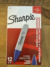 Sharpie Permanent Marker 5.3mm Chisel Tip Blue Dozen 38203
