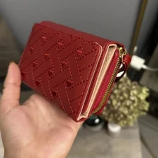 Cute Wallet Women Small Coin Purse Leather Credit Card Holder with ID Window