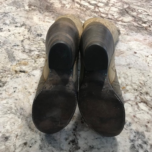 Vintage Larry Mahan Cowgirl Boots 5B Women beige / light brown Leather elephant - Picture 5 of 5