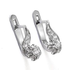 Genuine Diamond Earrings 925 Sterling Silver Children's Earrings