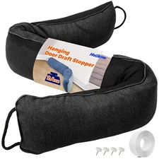 36-Inch Weighted Door Draft Stopper Black Heavy Duty Blocks Noise Saves Energy