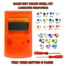 Nintendo Game Boy Color GBC LAMINATED READY Housing CLEAR ORANGE Shell Kit