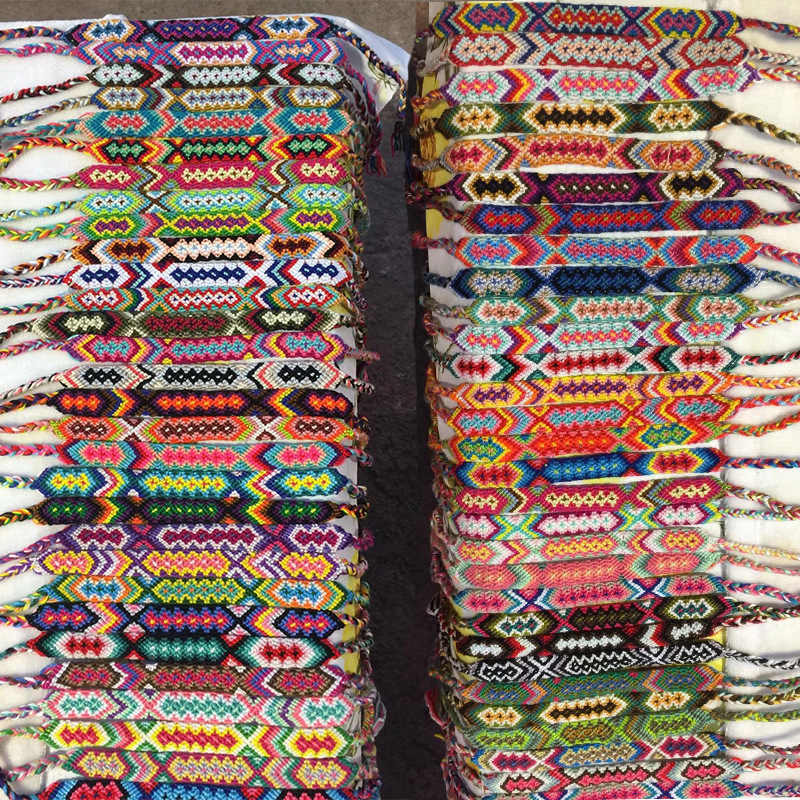 20pcs/Lots Bohemian 1.5CM Width Braided Cotton Rope Cuff Friendship Bracelet