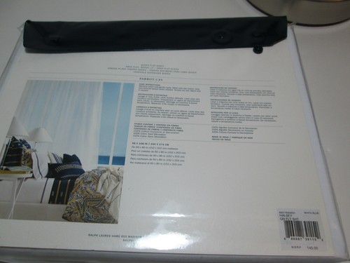 "NUEVO Hoja Plana Ralph Lauren Parrot Cay Halsey Queen 96""x108"" Blanca y Azul Marino - Imagen 4 de 5