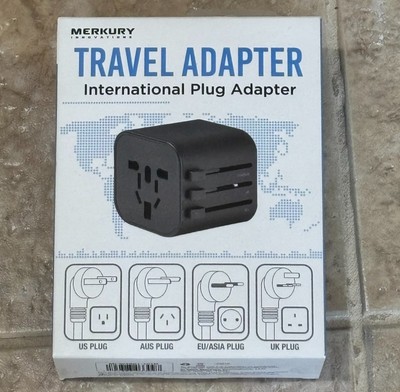 NEW Merkury Innovations Travel Adapter International Black US/AUS/EU/Asia/UK ++