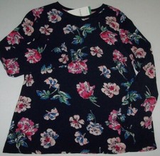 NWT Joules Keegan Navy Blue/Pink Floral Crepe Pullover Blouse  Top US 14 LOVELY