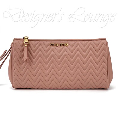 NEW MIU MIU Matelasse Orchidea Leather Zip Pouch Clutch NEW MIU MIU Matelasse Orchidea Leather Zip Pouch Clutch