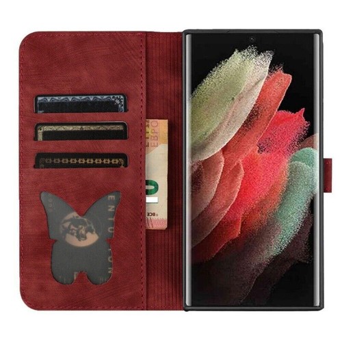 Butterfly Cat Wallet Phone Case For Samsung S24 S23 FE S22 S21 S20 Ultra S10 - 第 33/64 張圖片