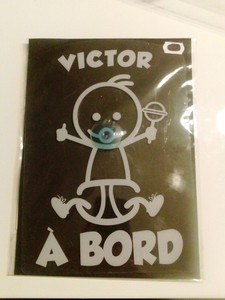 Car Plastic Panel Bebe Aboard With Suction Cup Name Victor Ebay