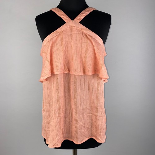 Maurices M Metallic Striped Ruffle Tiered Accent Tank Top Summer Festival JU