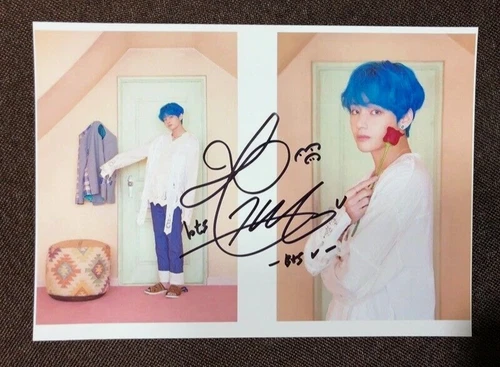Foto autografiada BTS V firmada por Kim Taehyung K-POP 5*7 pulgadas + seguimiento