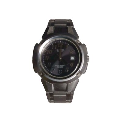 RARE VINTAGE CASIO HD SILVER ANALOG DATE MTP-3036 WATCH 