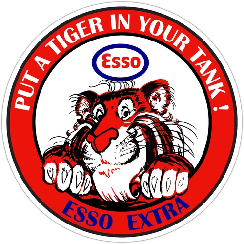 Esso Extra Tiger Retro Vintage Gas Pump Motor Oil Vinyl Sticker Car Window Decal