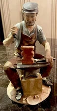 RARE VINTAGE CAPODIMONTE LIMITED EDITION SIGNED BENNI BLACKSMITH FIGURINE