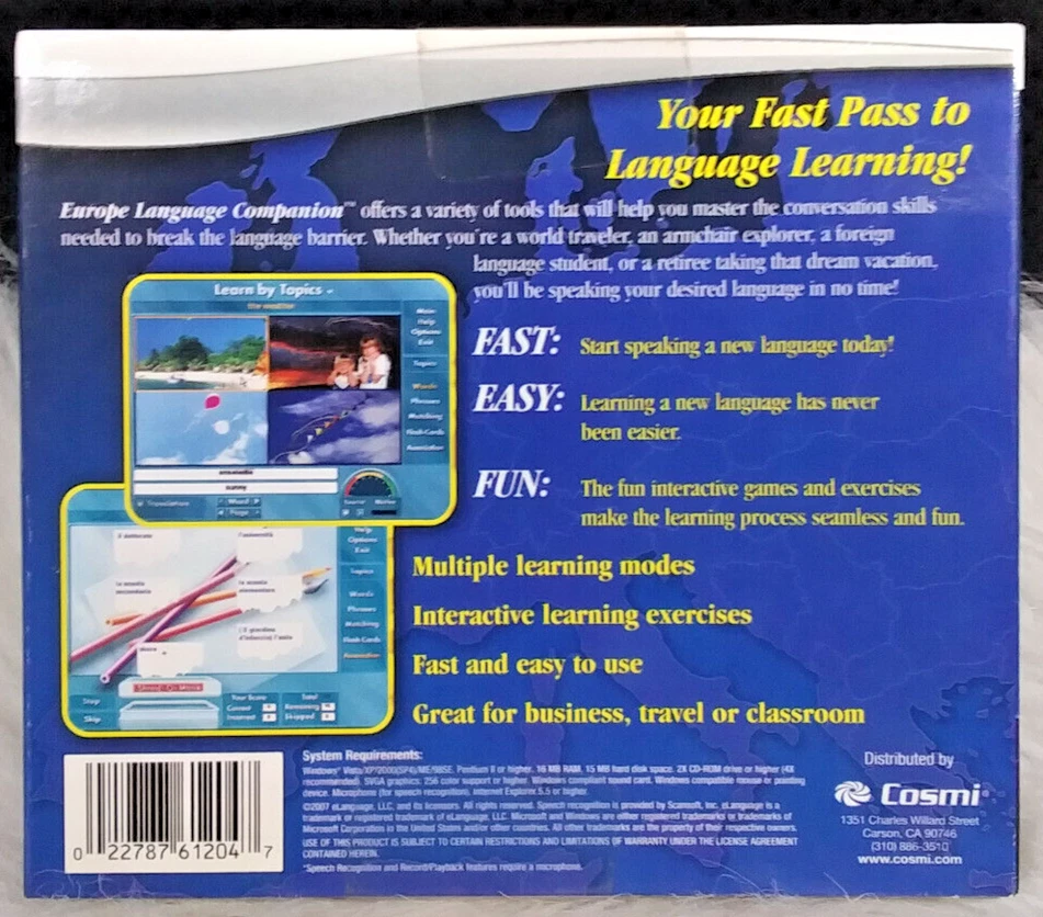 eLanguage Europe Language Companion PC CD-ROM Windows Vista, XP, 2000, Me, 98SE - Image 2 of 2