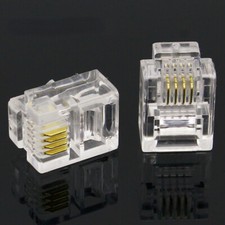 4P4C 4Pin 4 Contacts RJ10 Telephone Modular Male Plug Jack Handset Connector