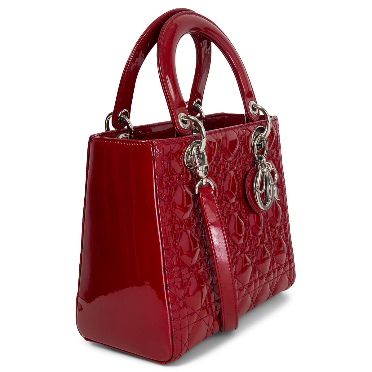 66157 auth CHRISTION DIOR burgundy Cannage patent leather LADY