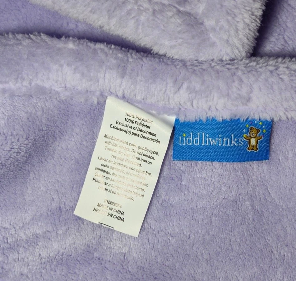 NEW Tiddliwinks Purple Flower Butterfly Baby Blanket Soft Lovey Girl 30x40 htf - Image 4 of 4