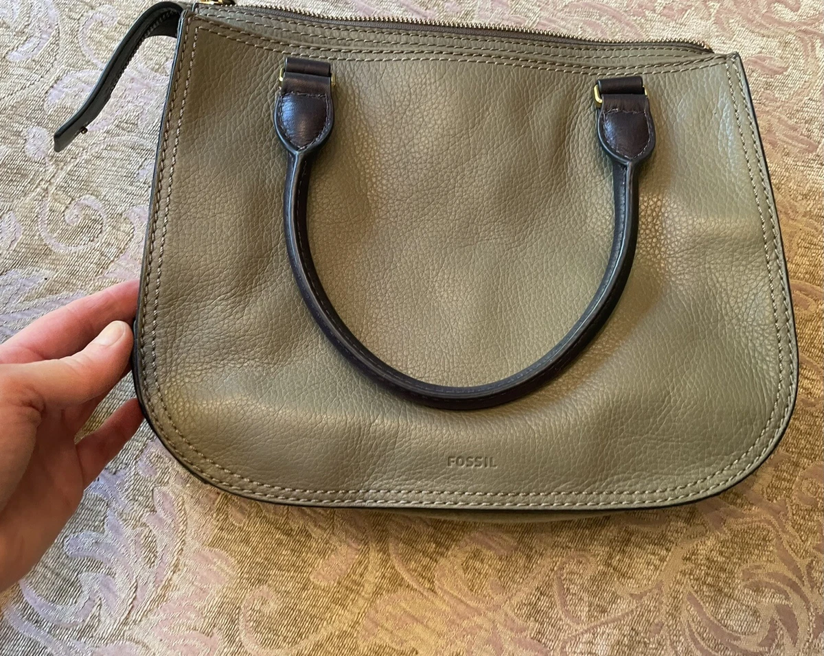Fossil Ryder Leather Satchel Handbag Green Navy Blue READ eBay