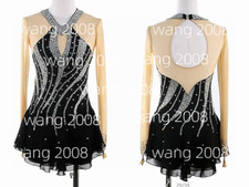 Adult Ice Skating Figure skating Dress Gymnastics Costume black