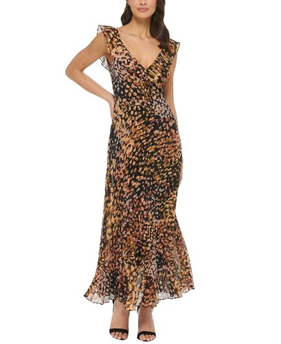 knee length dresses for ladies Metallic Stripes Square Neck Maxi Dress – PRISCAVera main image 0