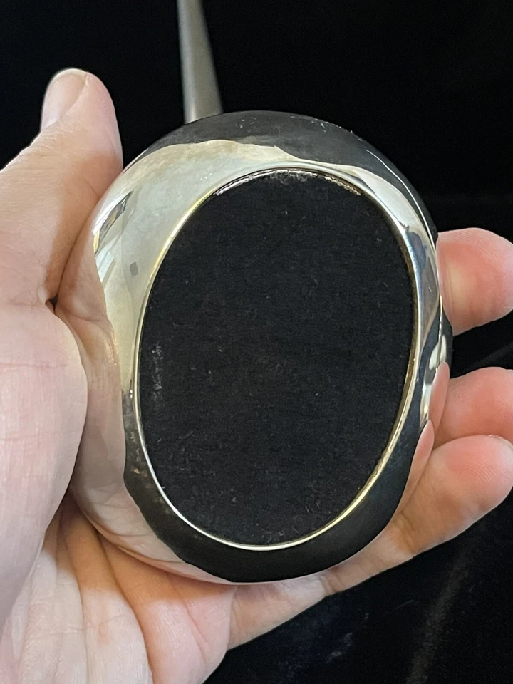 Juego de 2 soportes para bolígrafos escultóricos enchapados en plata pulida pisapapeles bolígrafo delgado Foto 4 de 4