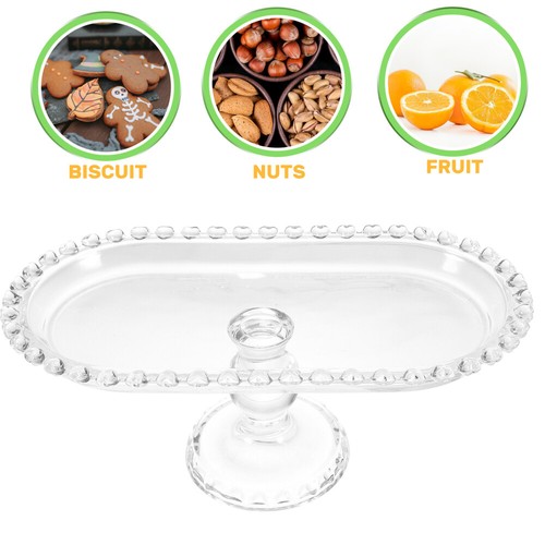 Ovaler Obstteller Haushalt Kuchenplattenständer Servierteller Glas - Bild 7 von 12