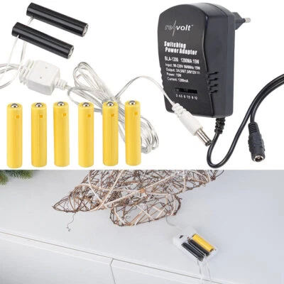 revolt Batterie-Netzteil-Adapter für bis zu 2 Geräte, ersetzt 8 AAA-Batterien