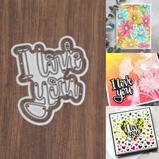I Love You w Shadow Sentiment Phrase Cutting Dies   Script Font