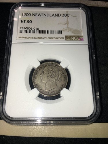 1900  NGC Graded Newfoundland, Silver ¢20 Cent, **VF-30** #016 - Picture 2 of 8
