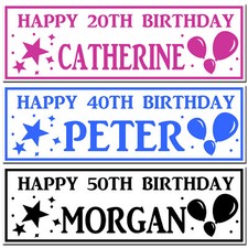 Personalised birthday banner children adult balloon star party poster decoration