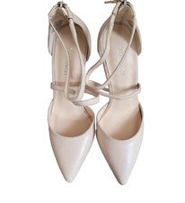 Nine West Beige Pointed Toe Strappy Stiletto Heels Size 5.5M 4.5inch Heel