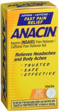 ANACIN TAB 100CT  aspirin/caffeine ORAL TABLET 400MG-32MG