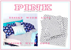 3pc VICTORIA'S SECRET PINK BED SHEET SET POLKA DOTS FLAT  FITTED  CASE TWIN XL