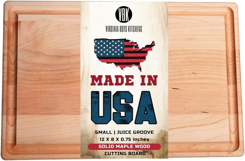 Solid Maple Wood Cutting Board 8x12 - Reversible Butcher Block with Juice Groove - Picture 3 of 11
