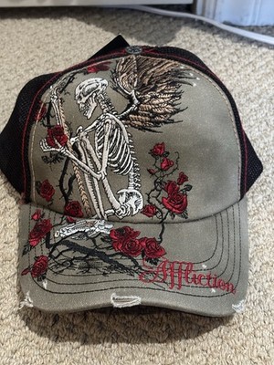 Brand New With Tags Affliction Winged Reaper Hat OS