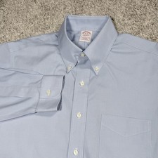 Brooks Brothers Shirt Mens 16-35 Blue Gingham Long Sleeve Button Down Non Iron