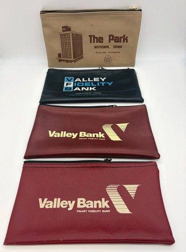 Vintage Knoxville TN Bank Deposit Bags 4 Piece Lot Park National Valley Fidelity