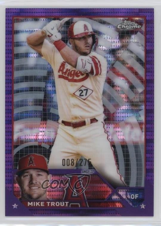 2023 Topps Chrome Purple Sonar Refractor 8/275 Mike Trout #27 14eo