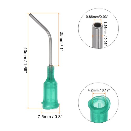 12pcs Blunt Tip Dispensing Needles 18G 1" Bent Needle with Luer Green - Picture 2 of 5